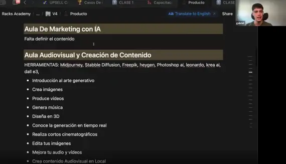 Módulo creación de contenidos Racks Academy