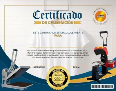 ¿Ofrece certificación oficial el curso El rentable negocio de la sublimación?