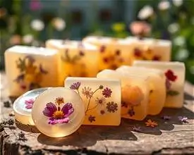 Jabones de glicerina con flores secas